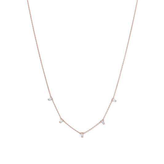 14k Rose Goldplated Silver Cubic Zirconia Dangling Necklace