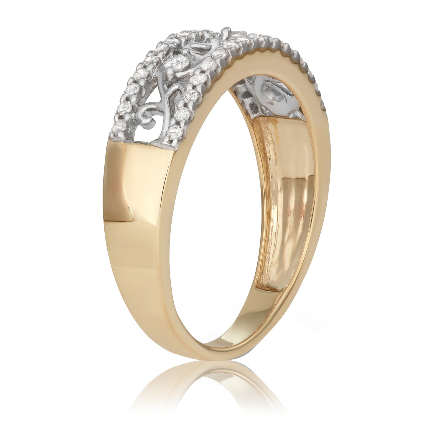 10k Yellow Sterling Silver 0.23ct TDW White Diamond Filigree Ring