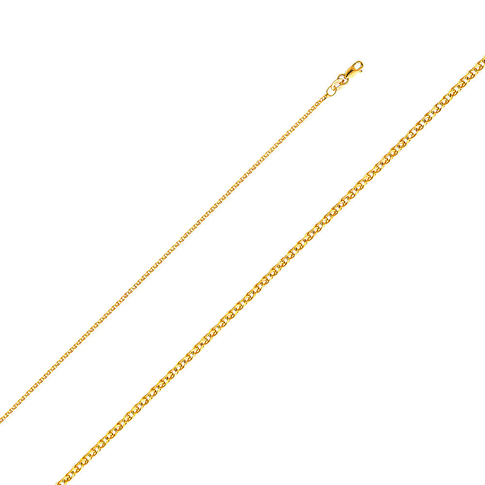 14k Yellow Gold #1 Mom Mother's Day Pendant with 1.5mm Flat Wheat Chain