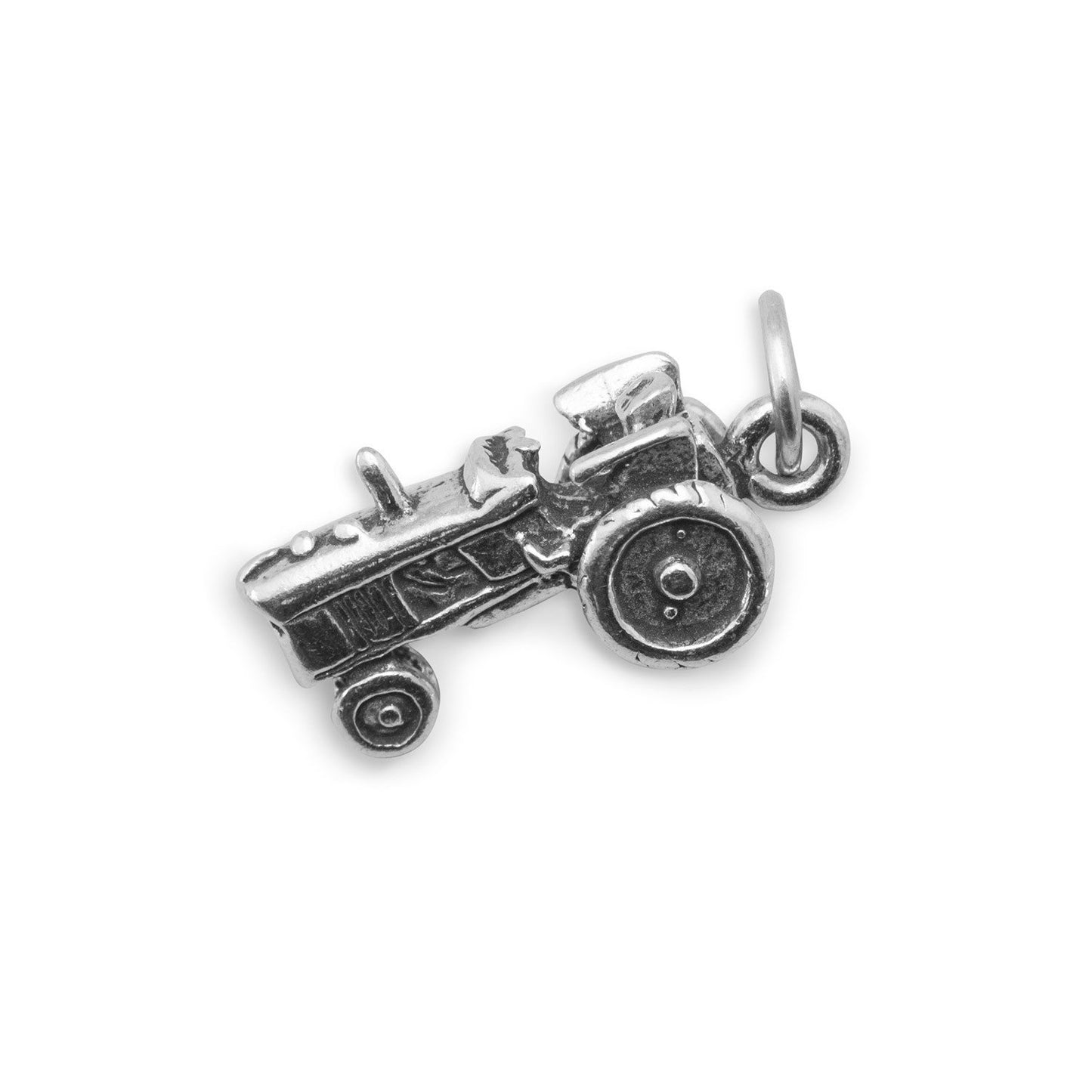 Sterling Silver Oxidized Tractor Bracelet Charm