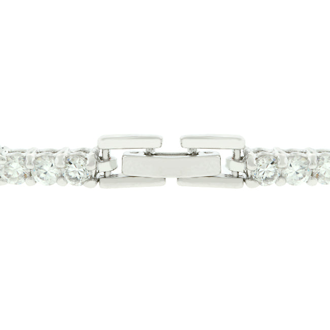 Precious Stars Silvertone Elegant Triplet Cubic Zirconia 6.5" Ladies Bracelet