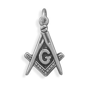 Sterling Silver Oxidized Masons Symbol Bracelet Charm