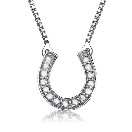 Sterling Silver 0.08 ct TDW White Diamond Horseshoe Necklace