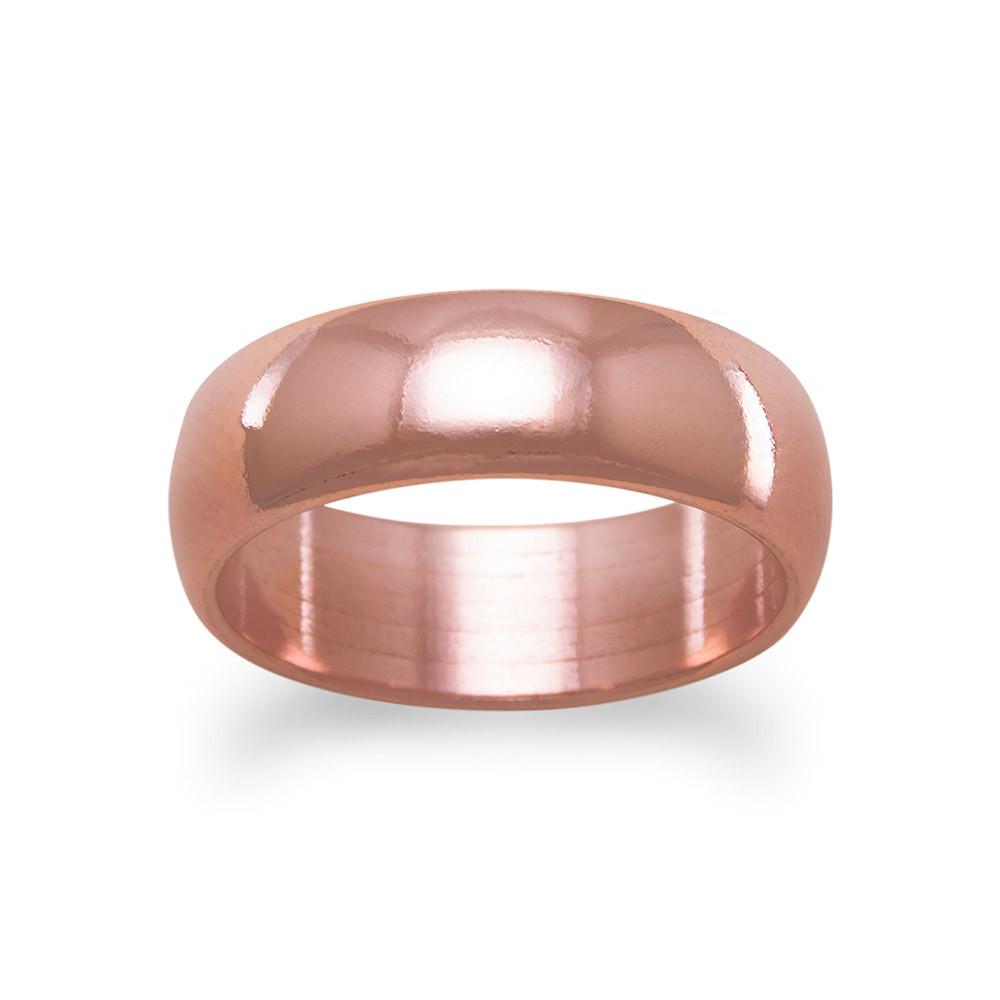 Solid Copper Polished 6mm Unisex Ring