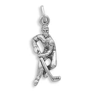 Sterling Silver Hockey Player Bracelet Charm