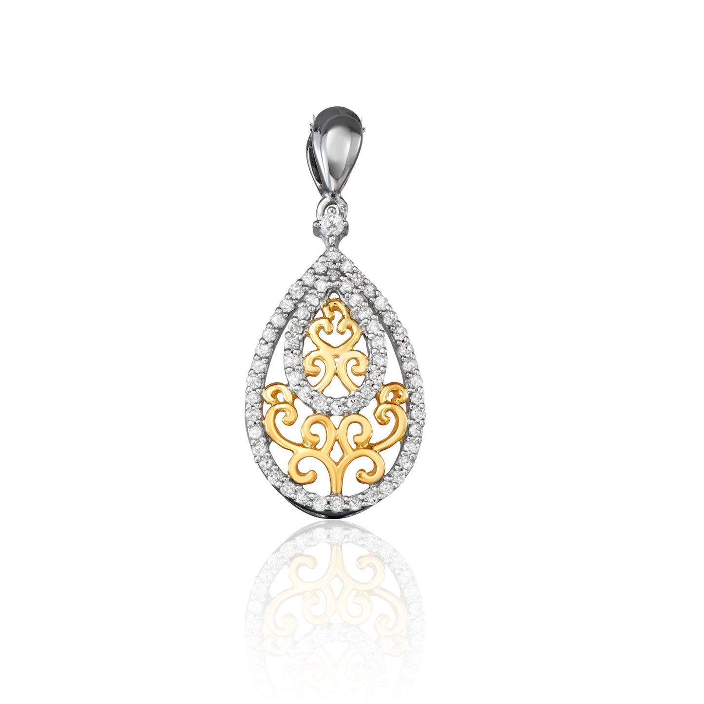 Two-Tone Sterling Silver 0.25 ct TDW White Diamond Tear-drop Necklace