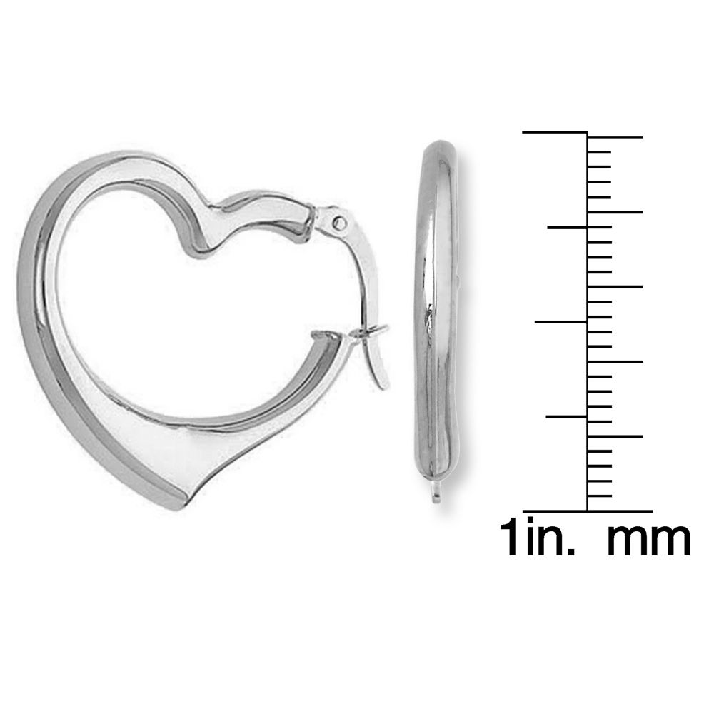 14k White Gold 25mm Hinged Heart Hoop Earrings