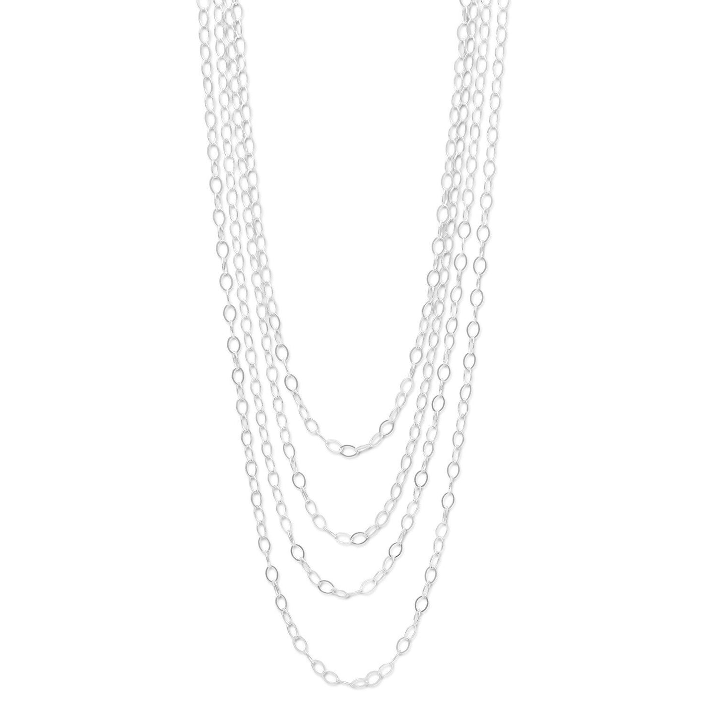 Sterling Silver Open Link Cable 100-inch Necklace