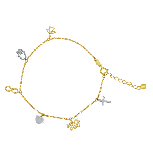 14k Two-Tone Gold Faith Charm Bracelet