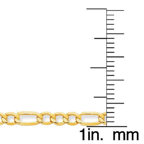 14k Yellow Gold 3.4mm Hollow Figaro Unisex Chain Necklace