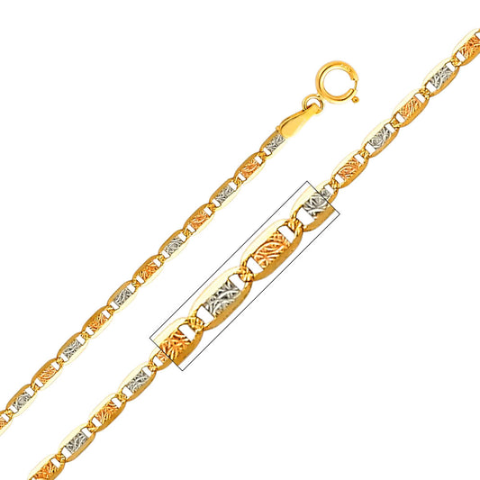 14k Tri-tone Gold 2.1mm Valentino Chain Necklace