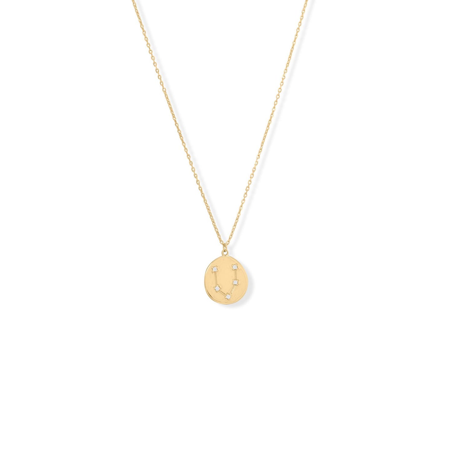 14k Yellow Goldplated Silver CZ Pisces Coin Constellations Necklace