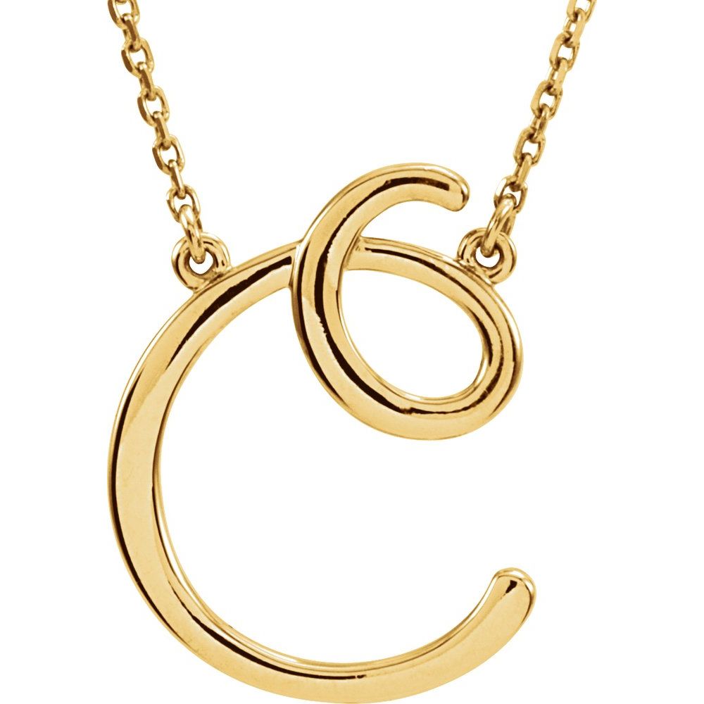 Sterling Silver Script Font D Initial Necklace