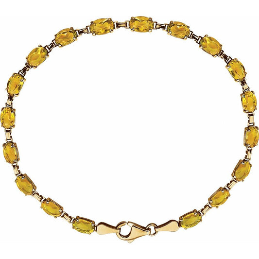 14k Yellow Gold Natural Citrine 7.25" Bracelet