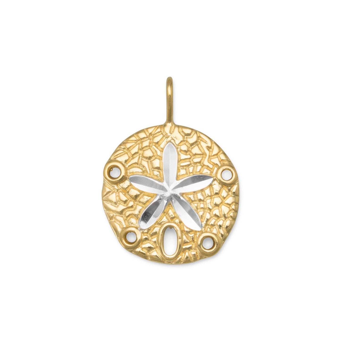 14k Yellow Goldplated Silver Sand Dollar Pendant with 1.5mm Cable Chain