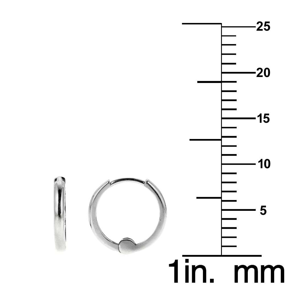 14k White Gold 8mm Thin Hinged Hoop Earrings