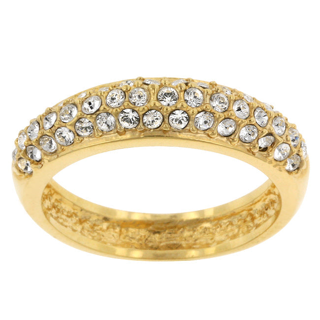 Precious Stars Goldtone Round-Cut Clear Pave' Crystals  Wedding Ring