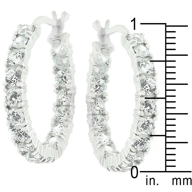 Precious Stars Silvertone 3.5 mm Round-Cut Cubic Zirconia Hoop Earrings