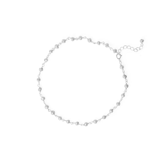 Sterling Silver Beaded Silver Pyrite Anklet