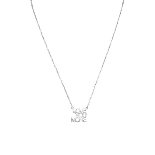 Sterling Silver Polished 'Love You More' Necklace
