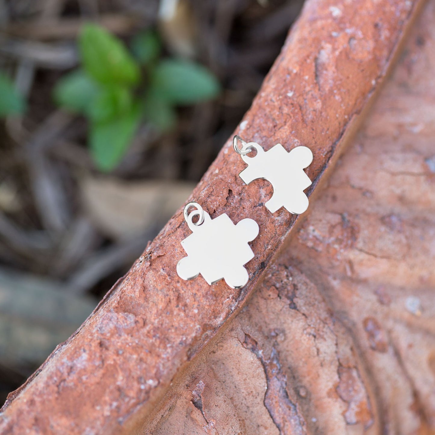 Sterling Silver Rhodium Plated Puzzle Piece Bracelet Charms
