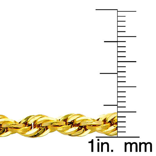 14k Yellow Gold 5mm Silky Diamond-cut Hollow Rope Unisex Chain Necklace