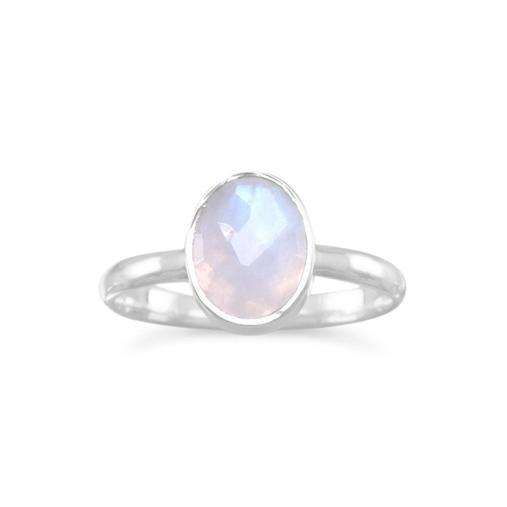 Sterling Silver Faceted Moonstone Stackable Ring