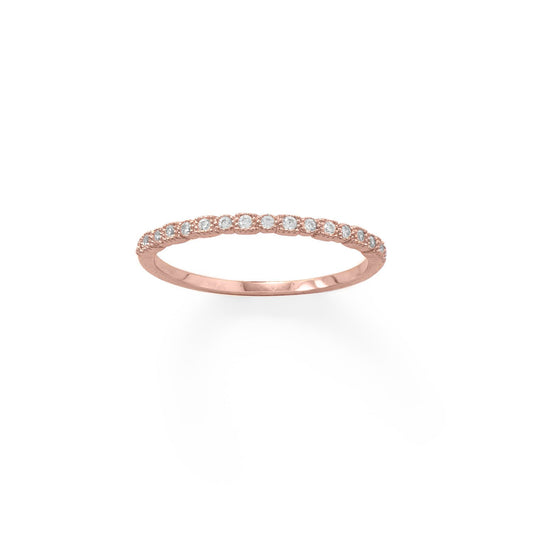 14k Rose Goldplated Silver Cubic Zirconia Thin Band