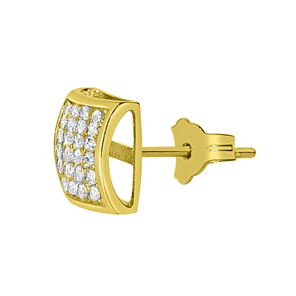 14k Yellow Gold 7 mm Composite Cubic Zirconia Square Stud Earrings
