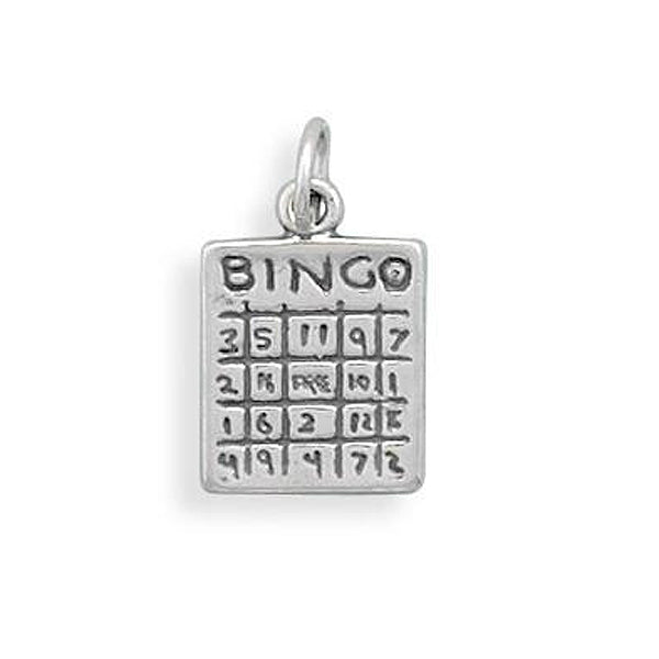 Sterling Silver Bingo Card Bracelet Charm