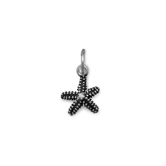 Sterling Silver Oxidized Starfish Bracelet Charm