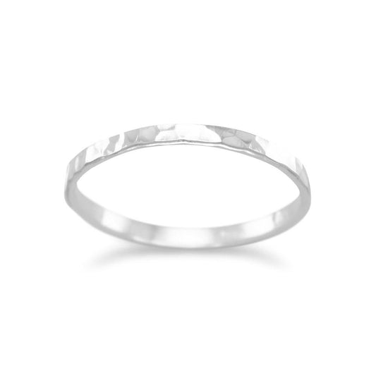 Sterling Silver Thin Polished Hammered Band