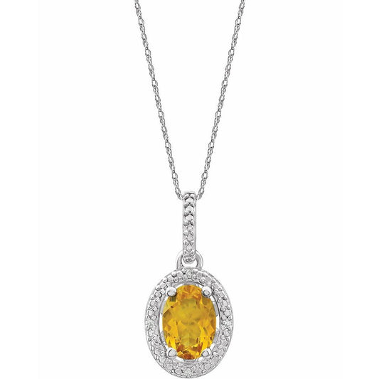 Sterling Silver Natural Citrine & .01 CTW Natural Diamond 18" Necklace