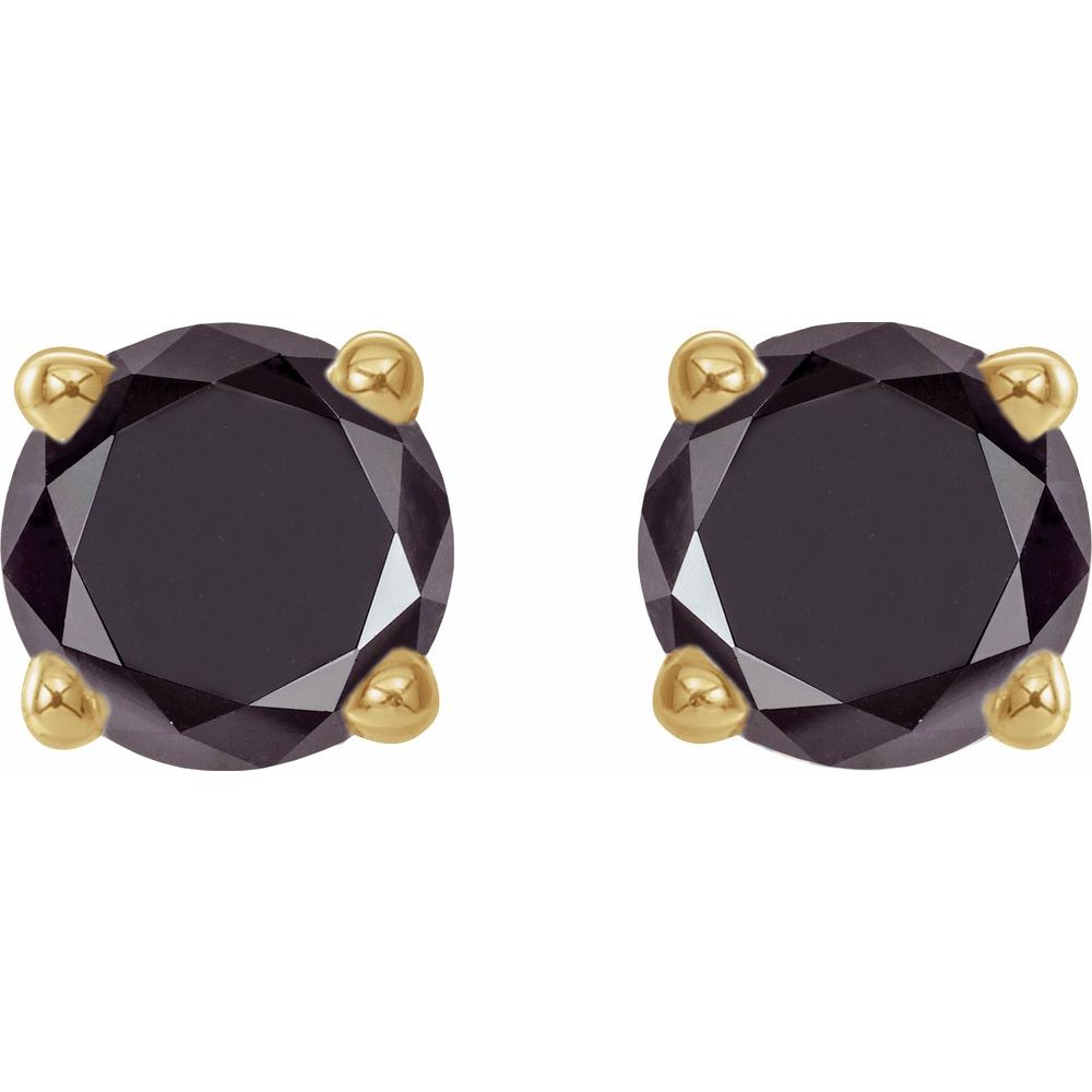 14k Yellow Gold 1/2 CTW Natural Black Diamond Stud Earrings