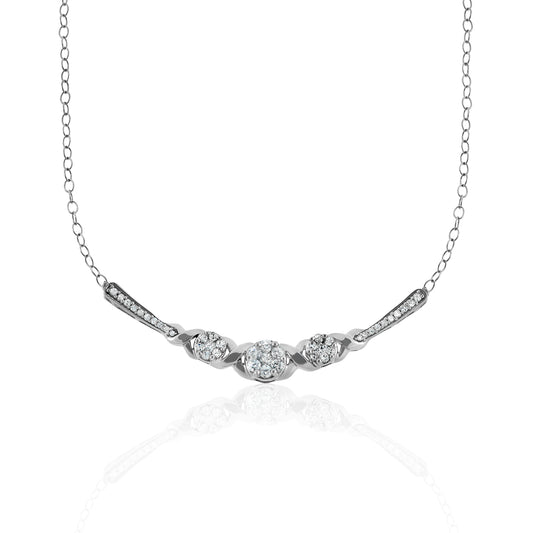 10k White Gold 0.50 ct TDW White Diamond 'XO' Bar Necklace
