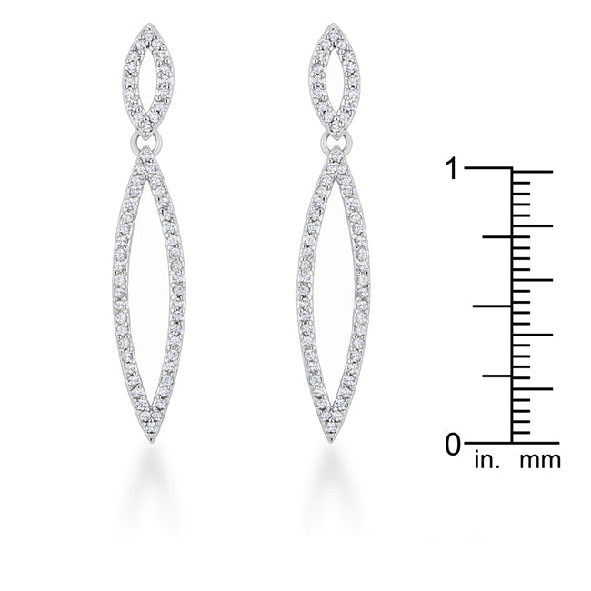 Precious Stars Silvertone Cubic Zirconia Dangling Marquise Shaped Earrings