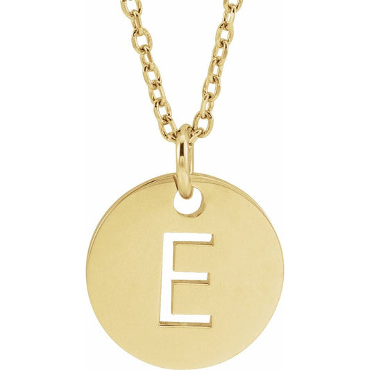 18K Yellow Gold-Plated Silver Initial E Dangle Disc Necklace