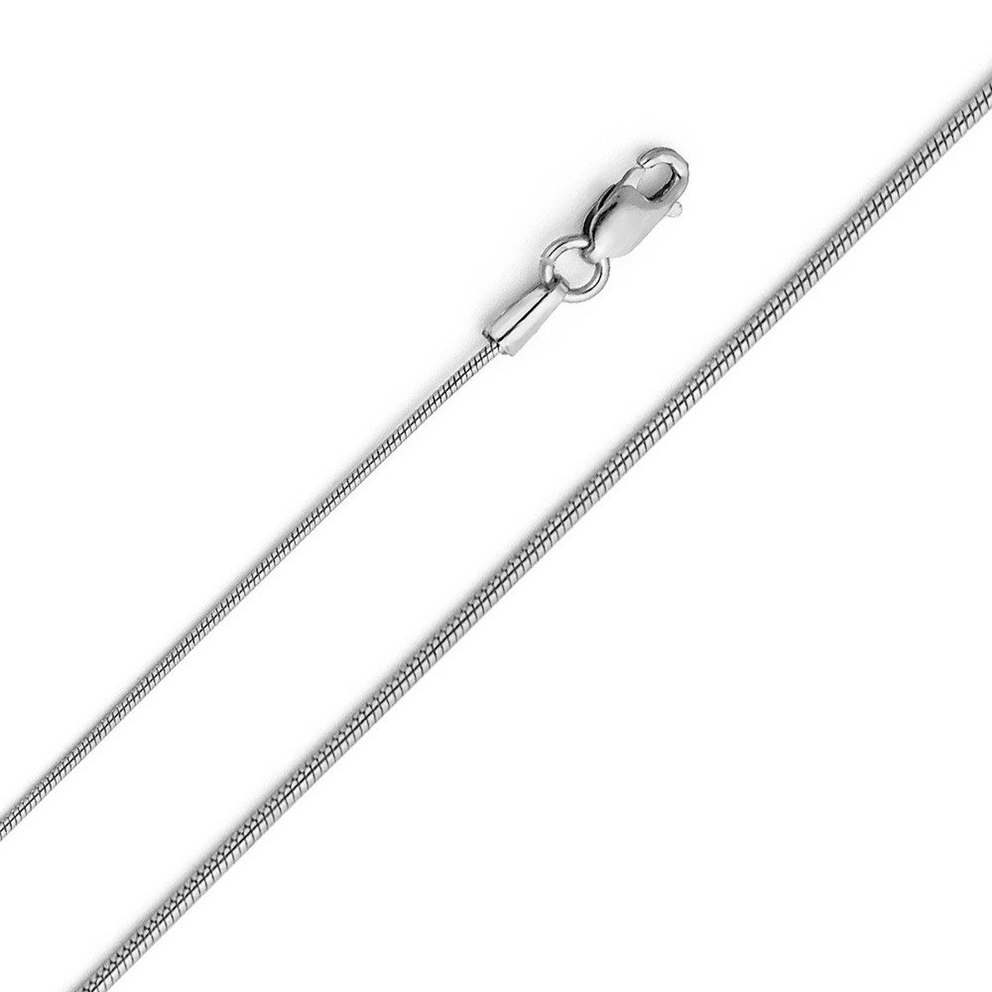 14k White Gold 0.8mm Matte Finish Round Snake Pendant Chain Necklace