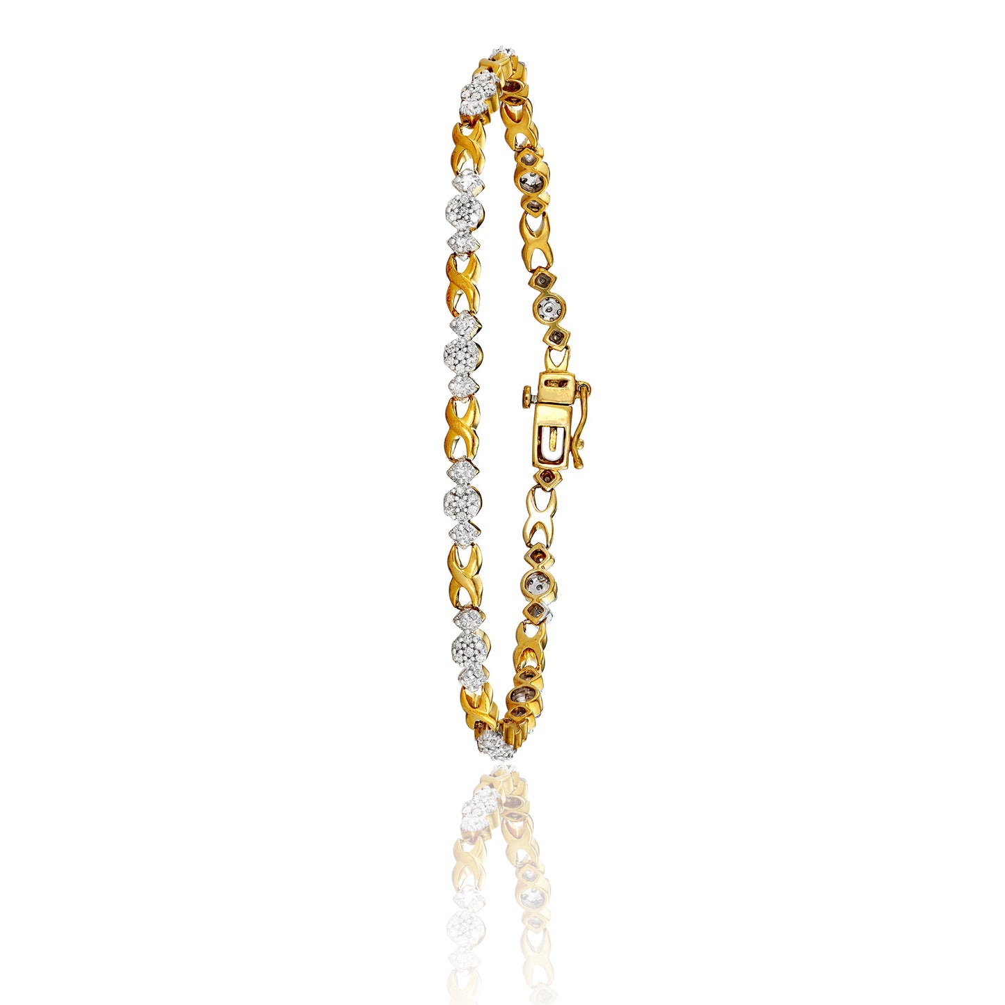 10K Yellow Gold 1.00ct TDW White Diamond 7 Inch Link Bracelet