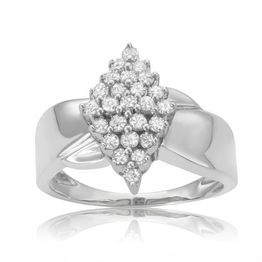 Sterling Silver 0.50ct TDW White Diamond Marquise-shaped Cluster Ring