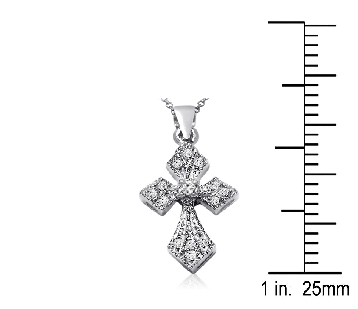 10k White Gold 0.10 ct TDW White Diamond Cross Necklace