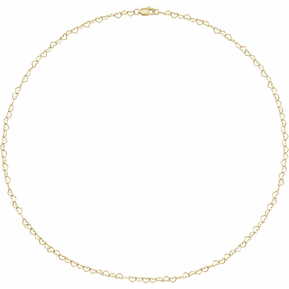 14K Yellow Gold 3.2mm Heart Cable 16" Chain
