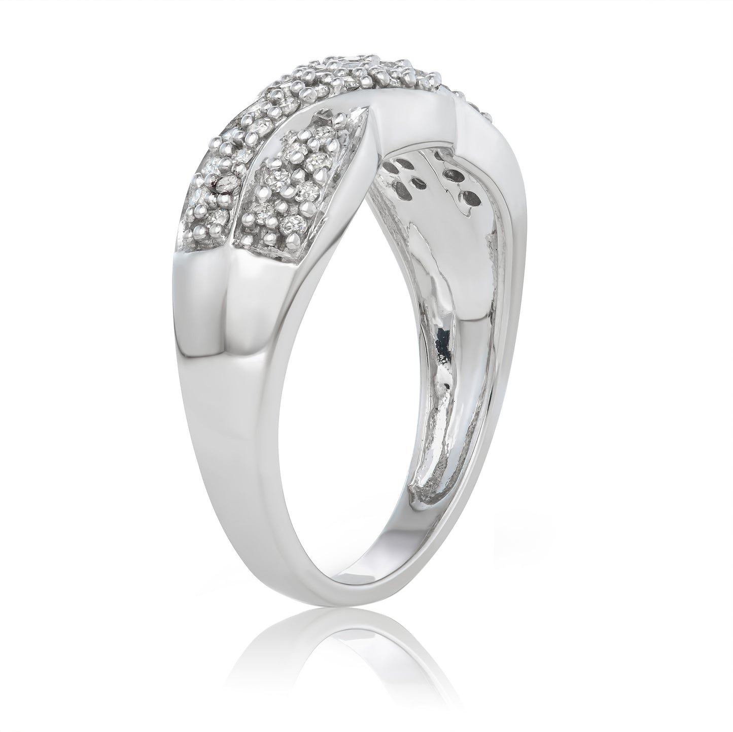 10k White Gold 0.25ct TDW White Diamond Braided Ring