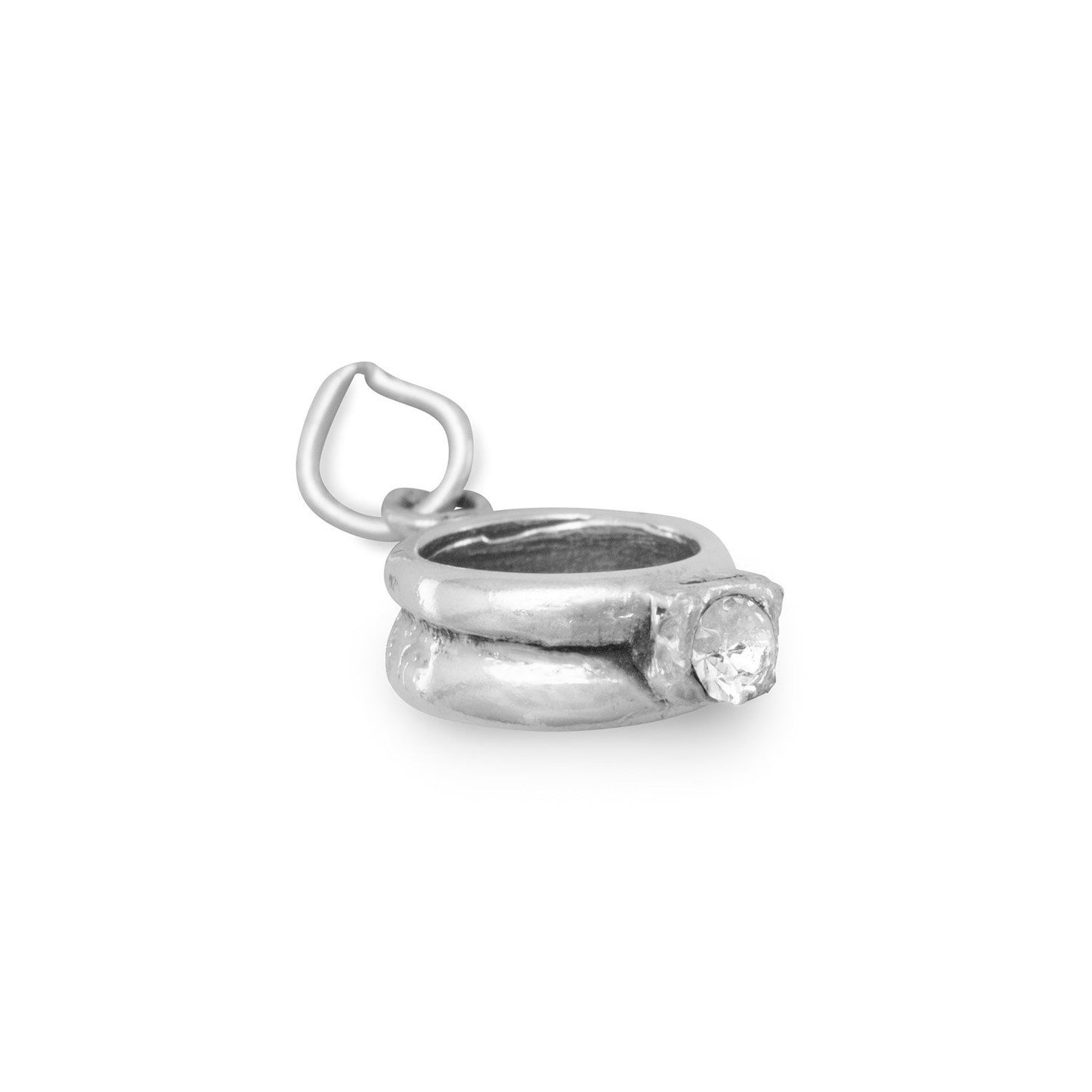 Sterling Silver CZ Ring Bracelet Charm