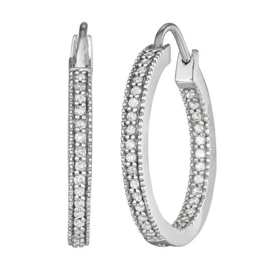 Sterling Silver 0.50ct TDW White Diamond Inside-Out Hoop Earrings