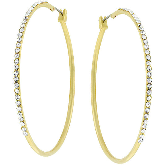 Precious Stars Goldtone 55mm Crystal Hoop Earrings