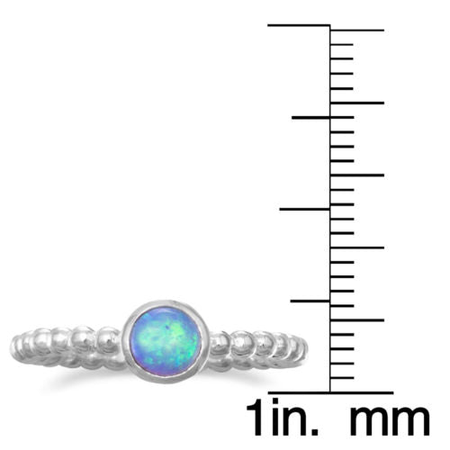 Sterling Silver Round-cut Synthetic Opal Stacking Ring