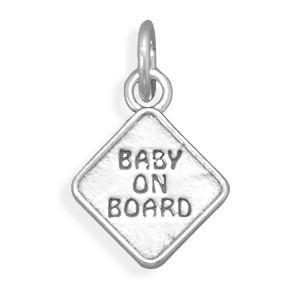 Sterling Silver Oxidized Baby on Board Bracelet Charm