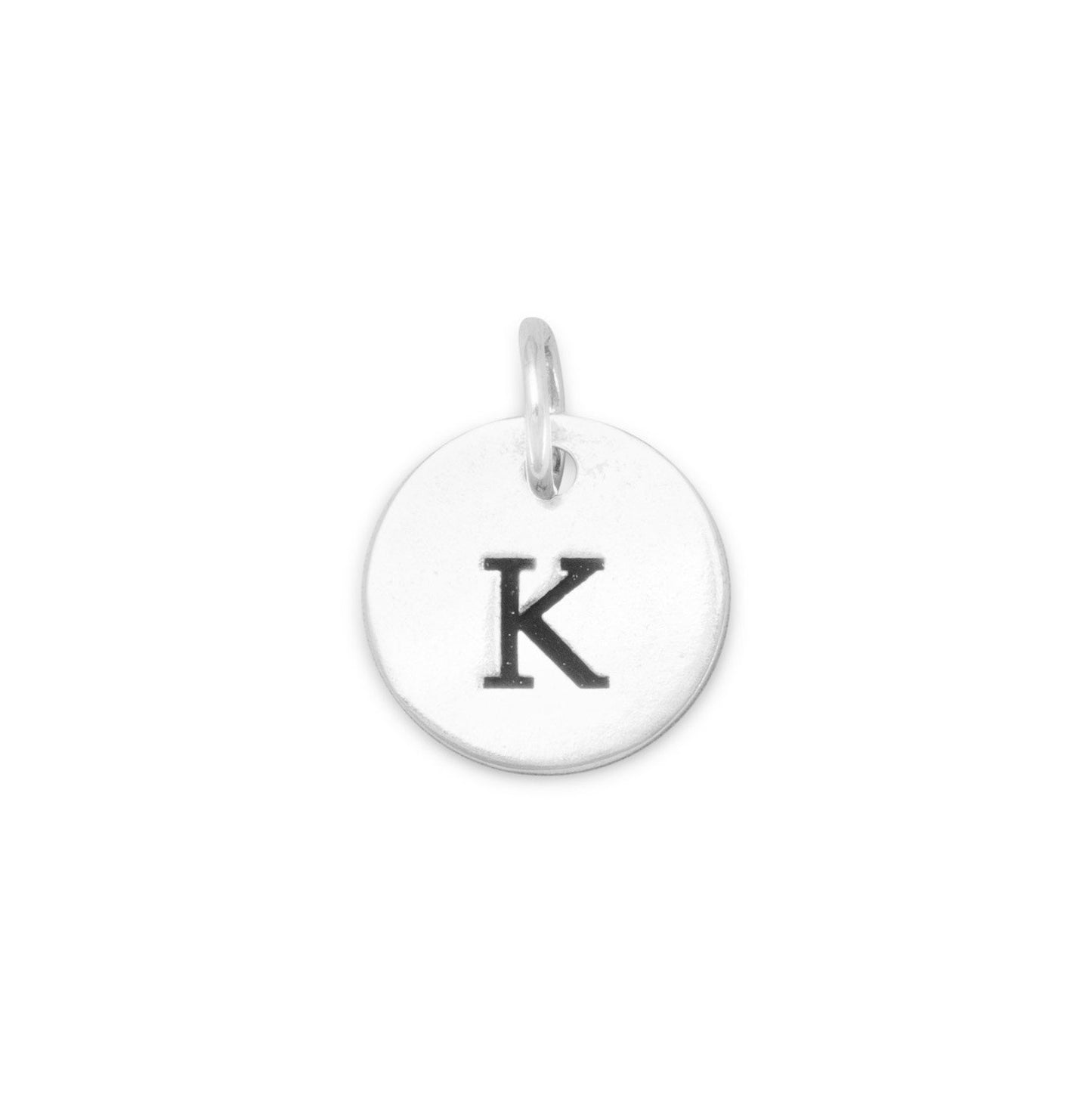 Sterling Silver Oxidized Initial K Bracelet Charm