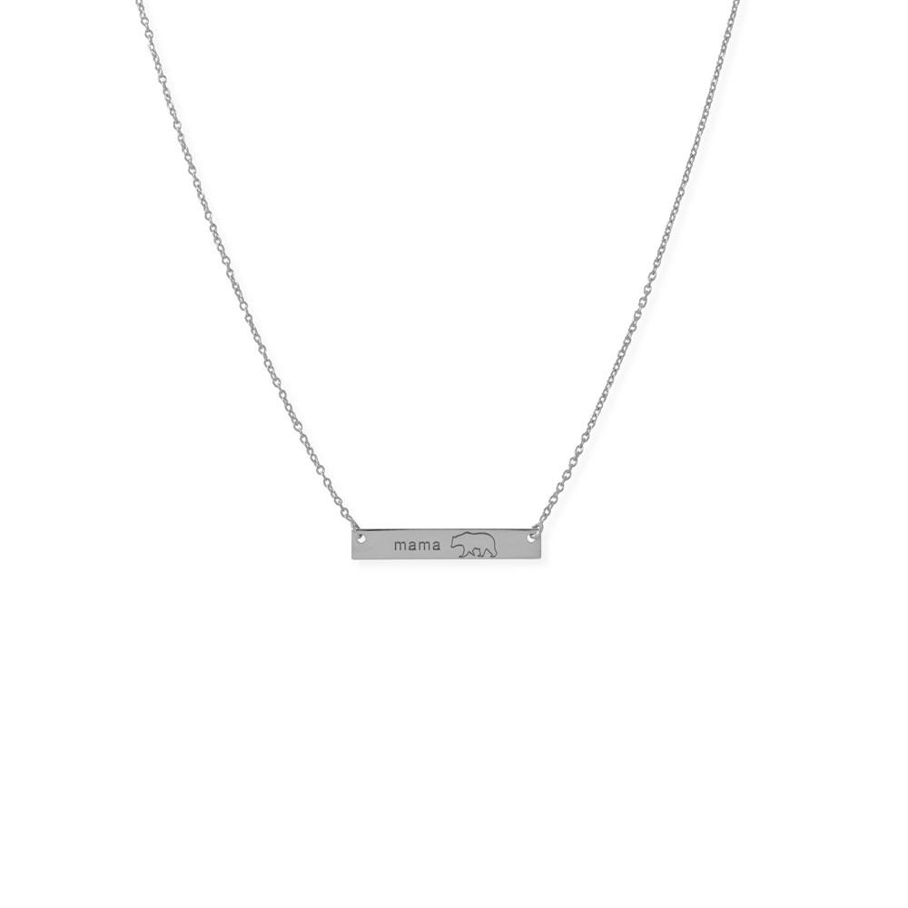 Sterling Silver Mama Bear Bar Necklace